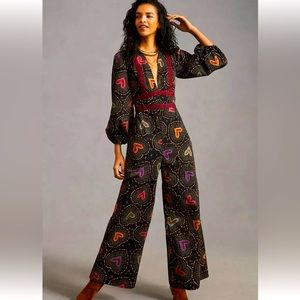 Farm Rio Hearts Deep VNeck Jumpsuit